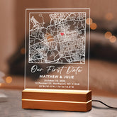 Personalized Valentines Gifts for Men | Custom Map Acrylic Plaque Led Night Light